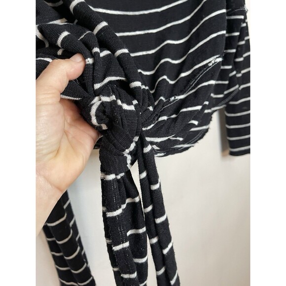 We The Free Drop Long Sleeve Stripe Side Tie Knit Top Size Medium Free People - Picture 5 of 8